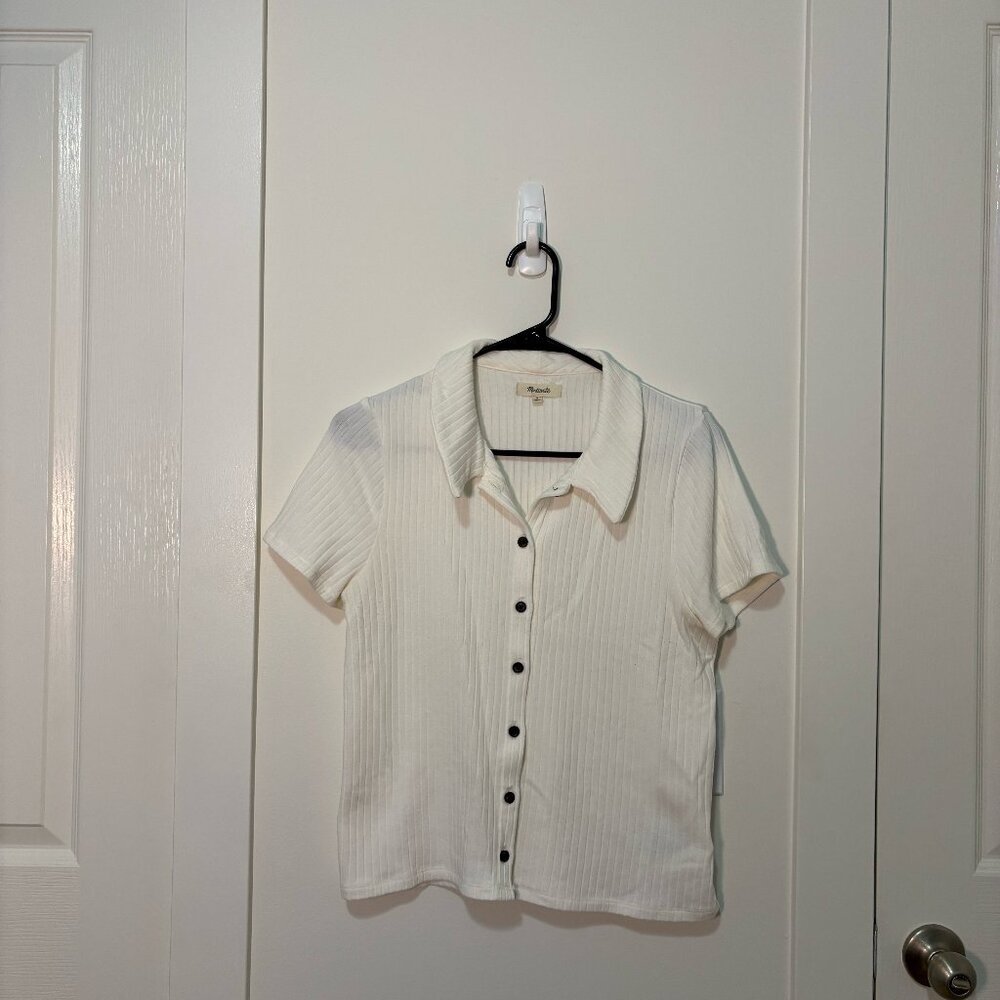 Madewell - Madewell - Ribbed Polo Button-Front Tee - White